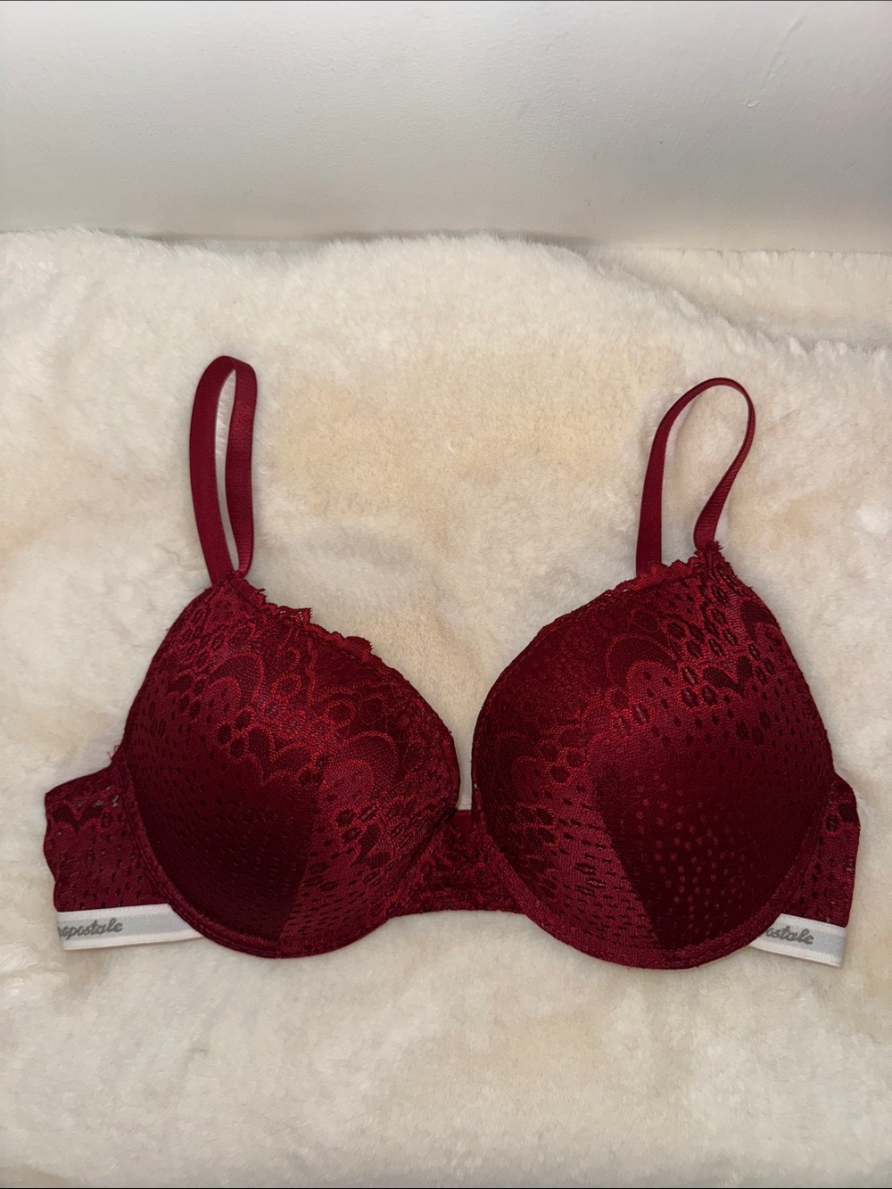 Aeropostale Padded Push Up Bra Burgundy Lace Women’s 36C